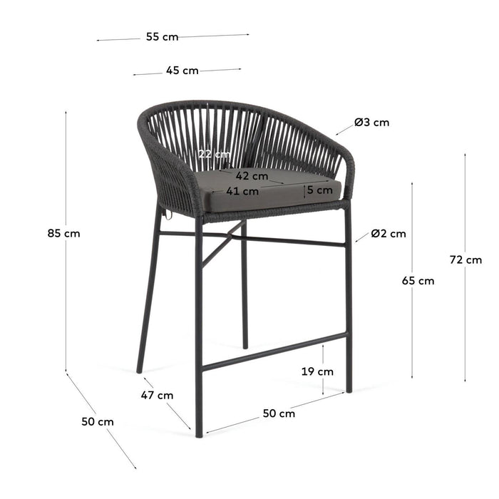 Kave Home - Yanet touwkruk in zwart 65 cm hoog