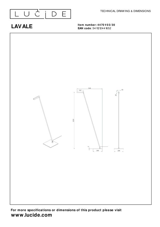 Lucide LAVALE Leeslamp - Zwart