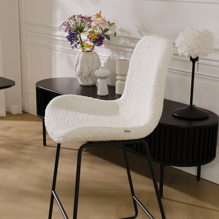 Nolon Nino-Fé Barkruk Teddy Gebroken Wit - Zwart Onderstel - 65 cm