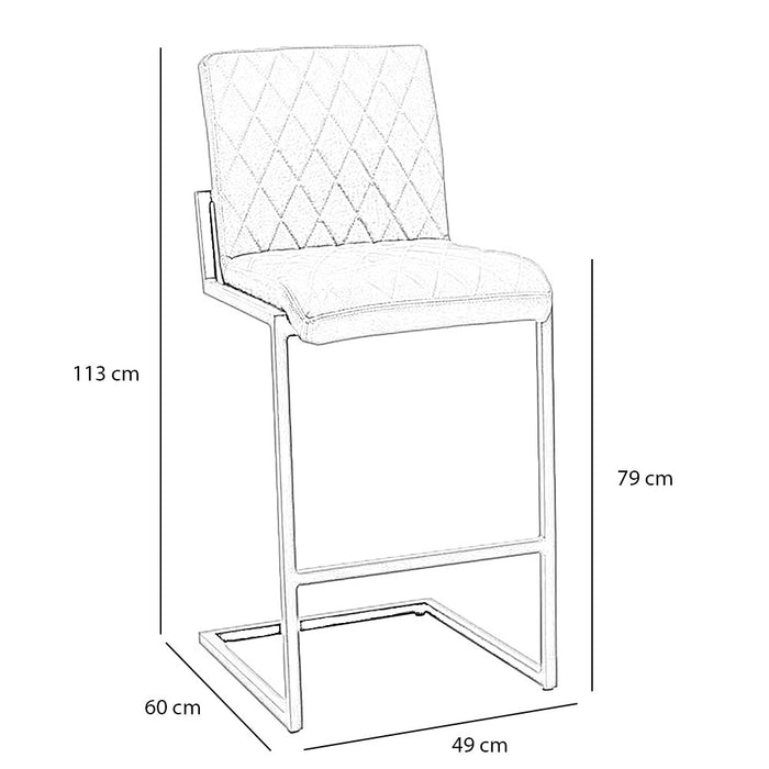 Bronx71 Industriële barkruk Diamond antraciet eco-leer 79 cm