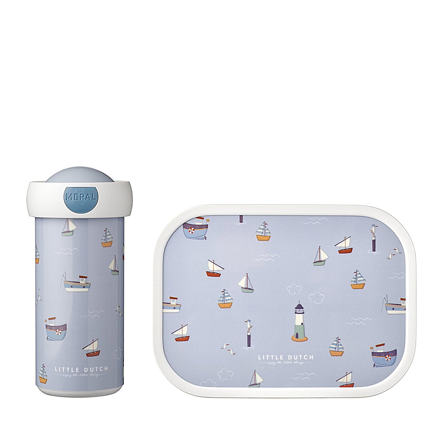 Lunchset Campus (schoolbeker en lunchbox) Little Dutch - Sailors bay