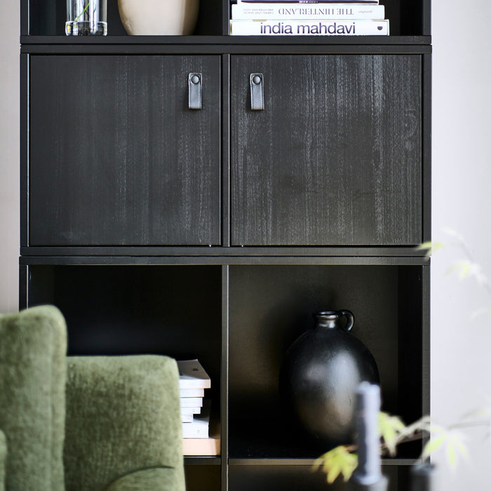 vtwonen Lower Case Modulaire Wandkast 2 Vakken - Dicht - Zwart - Incl. Onderstel