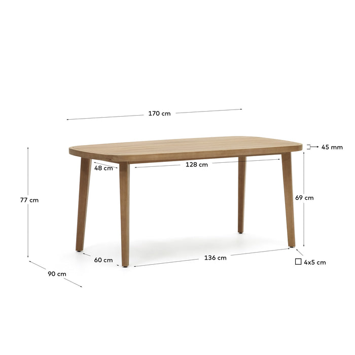 Kave Home - Maset 100% buitentafel in massief eucalyptushout 170 x 90