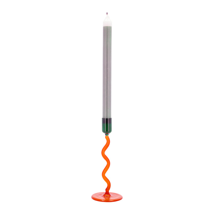 Villa Collection Styles Glazen Kandelaar Spiral - Groen / Oranje