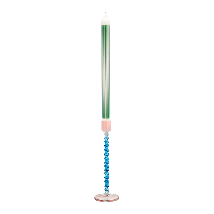 Villa Collection Styles Glazen Kandelaar Twist - Blauw / Roze