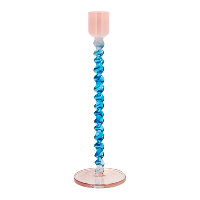 Villa Collection Styles Glazen Kandelaar Twist - Blauw / Roze