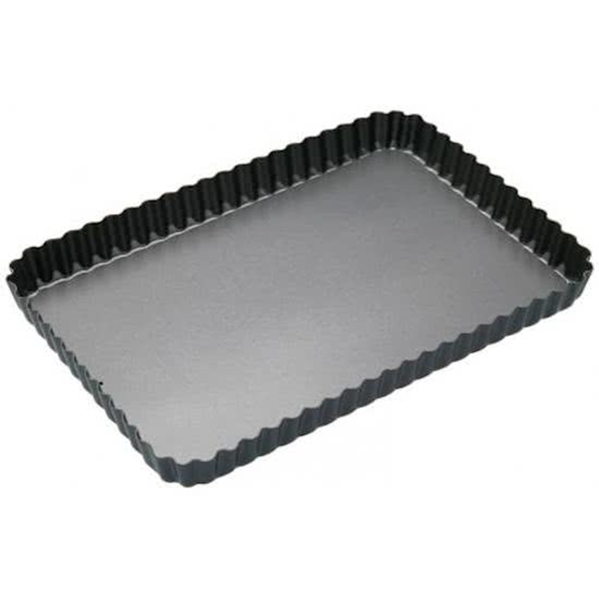 Geribbelde rechthoekige bakvorm met losse bodem, 30cm x 20cm - Masterc