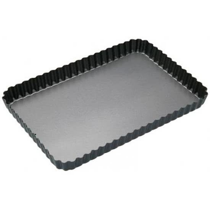 Geribbelde rechthoekige bakvorm met losse bodem, 30cm x 20cm - Masterc