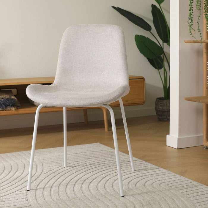 Nolon Nora-Fé Eetkamerstoel Beige - Stof - Witte Poten