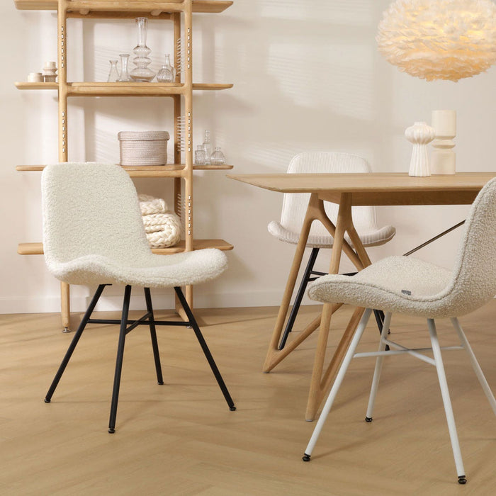 Nolon Noa-Fé Eetkamerstoel Teddy Gebroken Wit - Stof - Wit Onderstel