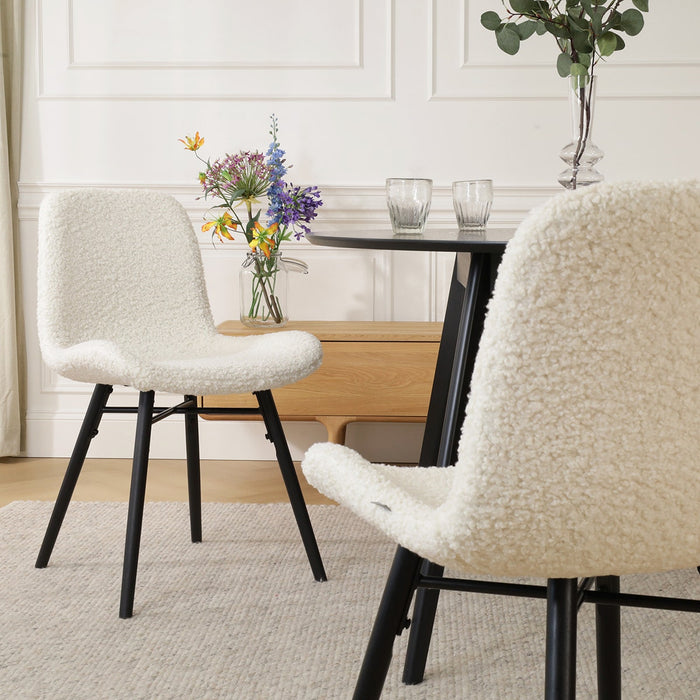 Nolon Nova-Fé Eetkamerstoel Teddy Wit - Stof - Zwarte Poten