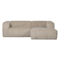 WOOOD Bean Hoekbank met Chaise Longue Rechts - Ribstof - Travertin