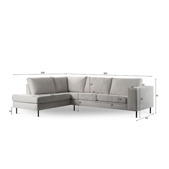 Vurna Suzanne 3-zits hoekbank links stof - beige