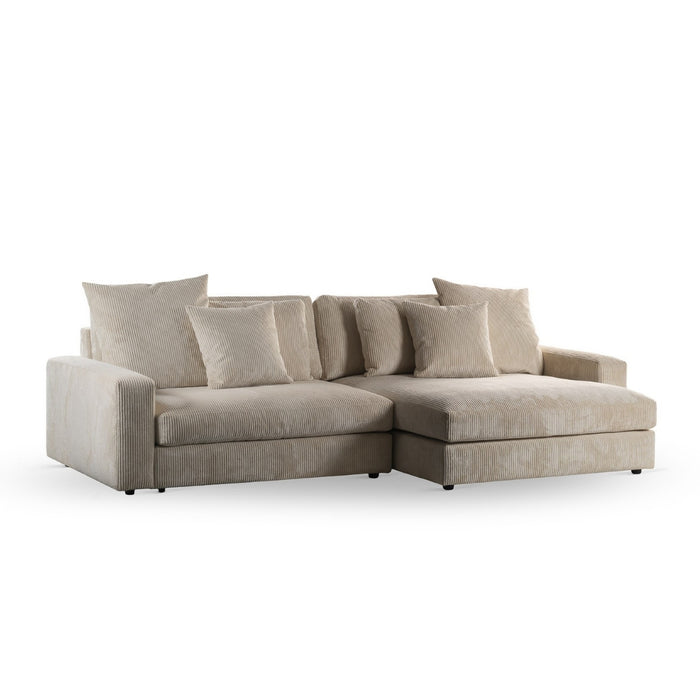 Vurna Sydney 3-zits hoekbank links|rechts ribstof - naturel