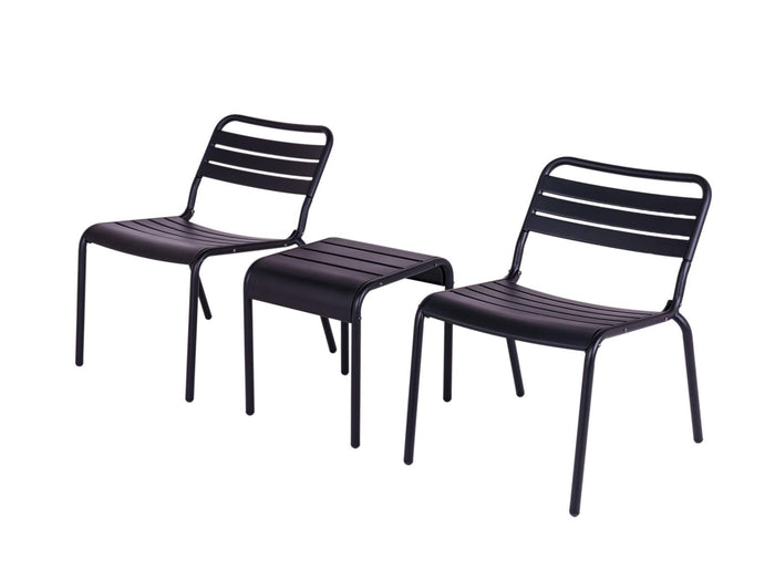 Metalen loungestoel set Max XXL Zwart