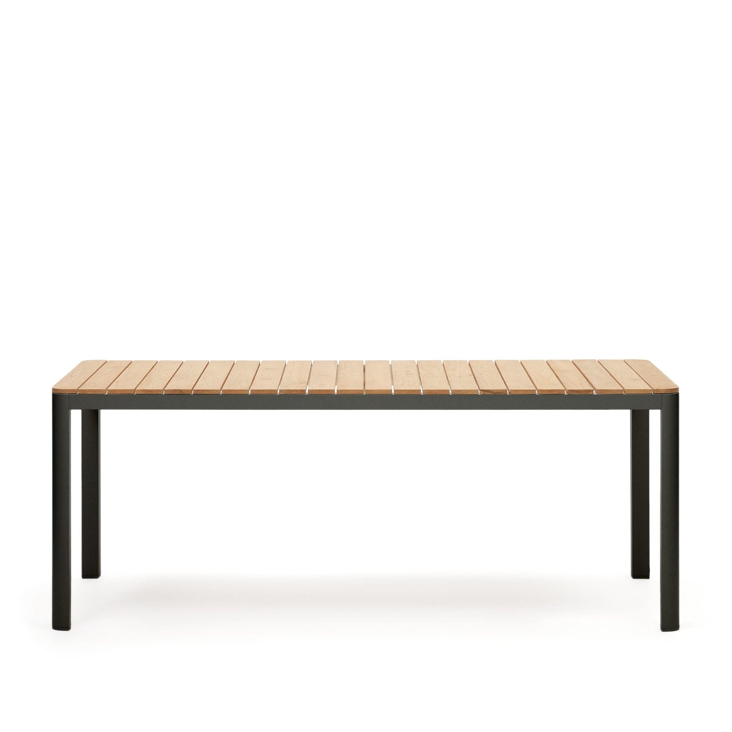 Kave Home - Bona 100% buitentafel in massief teakhout en aluminium met