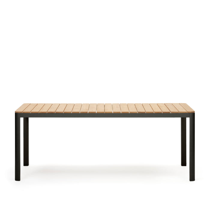 Kave Home - Bona 100% buitentafel in massief teakhout en aluminium met