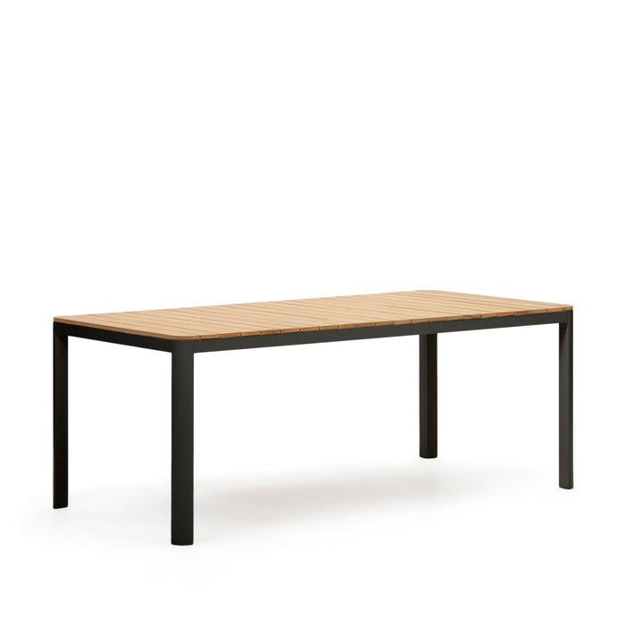 Kave Home - Bona 100% buitentafel in massief teakhout en aluminium met