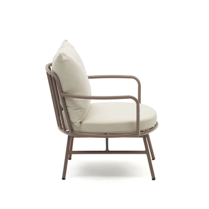 Kave Home - Fauteuil Bramant in staal met mauve afwerking