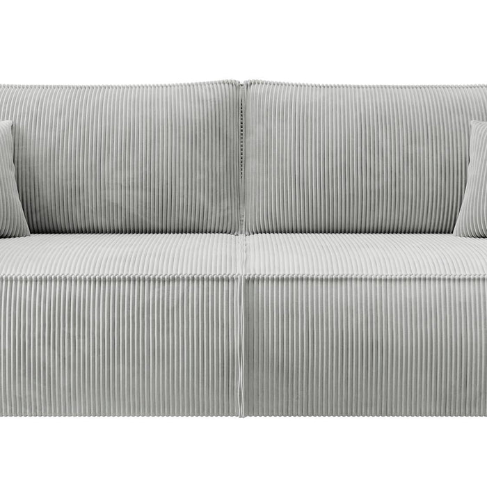 NADUVI Collection Galine 3-zitsbank met Slaapfunctie - Ribstof - Lichtgrijs