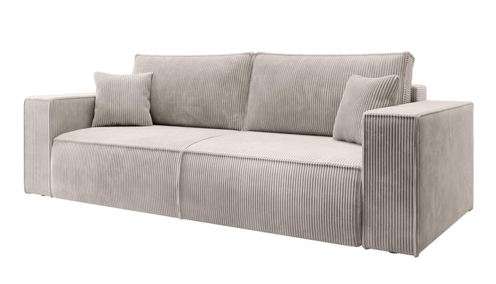 NADUVI Collection Galine 3-zitsbank met Slaapfunctie - Ribstof - Crème