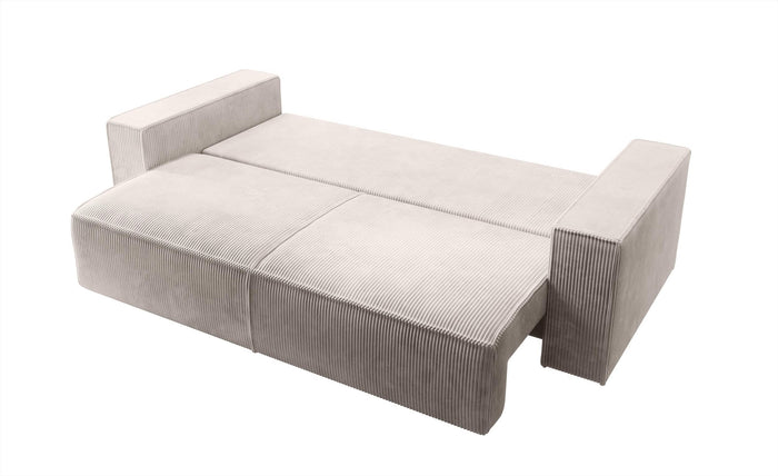 NADUVI Collection Galine 3-zitsbank met Slaapfunctie - Ribstof - Crème
