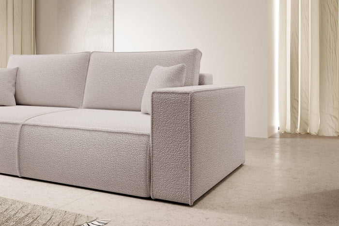 NADUVI Collection Galine 3-zitsbank met Slaapfunctie - Boucle - Crème