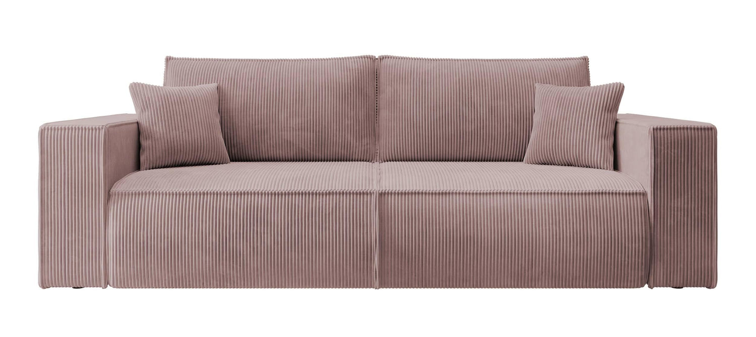NADUVI Collection Galine 3-zitsbank met Slaapfunctie - Ribstof - Roze