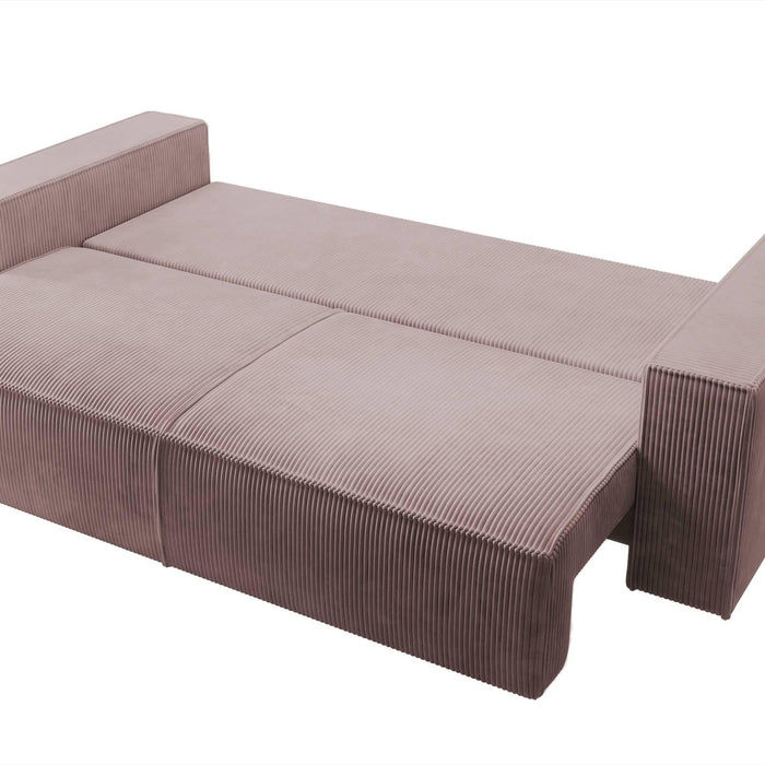 NADUVI Collection Galine 3-zitsbank met Slaapfunctie - Ribstof - Roze