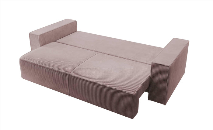 NADUVI Collection Galine 3-zitsbank met Slaapfunctie - Ribstof - Roze