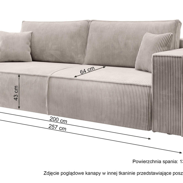 NADUVI Collection Galine 3-zitsbank met Slaapfunctie - Ribstof - Roze