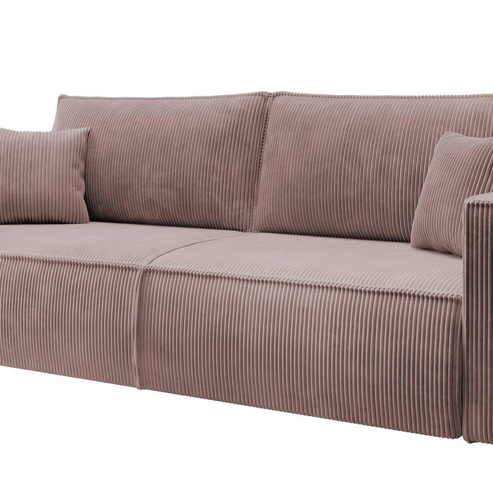 NADUVI Collection Galine 3-zitsbank met Slaapfunctie - Ribstof - Roze