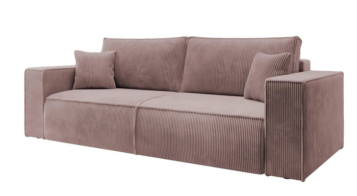 NADUVI Collection Galine 3-zitsbank met Slaapfunctie - Ribstof - Roze