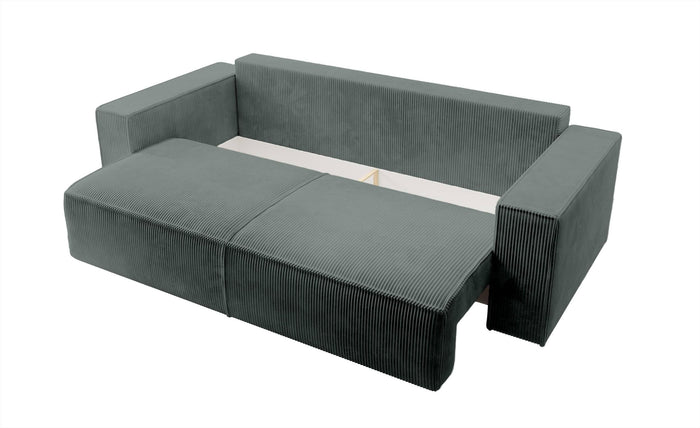 NADUVI Collection Galine 3-zitsbank met Slaapfunctie - Ribstof - Donkergrijs