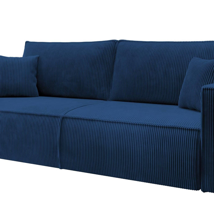 NADUVI Collection Galine 3-zitsbank met Slaapfunctie - Ribstof - Donkerblauw