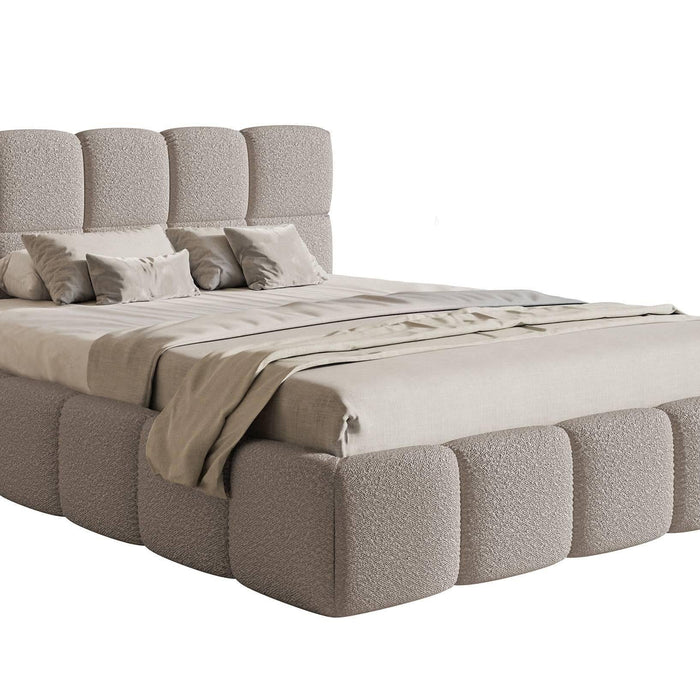 NADUVI Collection Chloe Bedframe 160 x 200 cm - met Opbergvak - Bouclé - Taupe