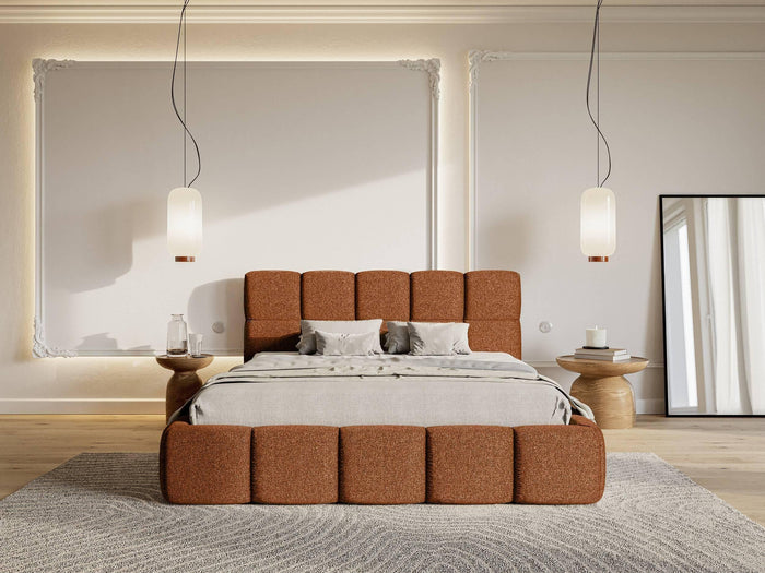 NADUVI Collection Chloe Bedframe 140 x 200 cm - Chenille - Koper