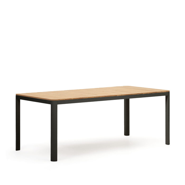 Kave Home - Bona 100% buitentafel in massief teakhout en aluminium met