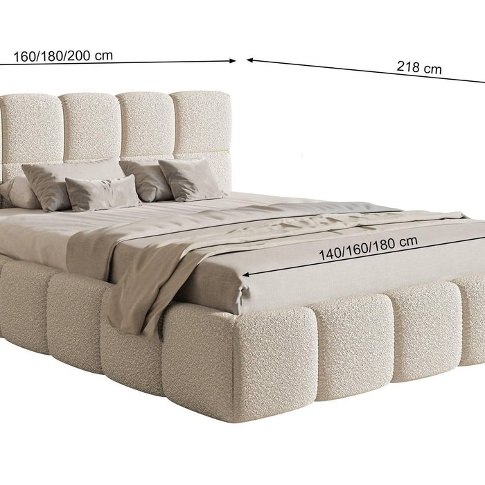 NADUVI Collection Chloe Bedframe 140 x 200 cm - Chenille - Lichtbeige