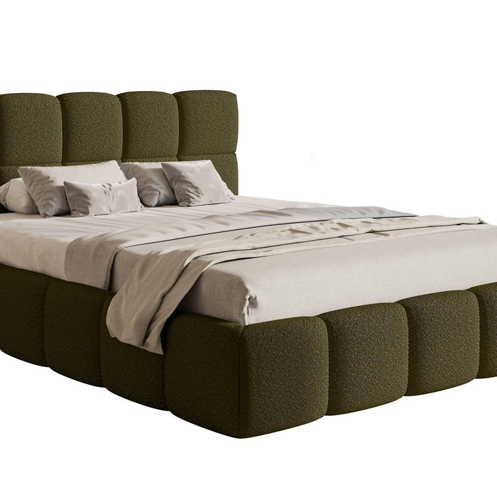 NADUVI Collection Chloe Bedframe 160 x 200 cm - Bouclé - Olijfgroen