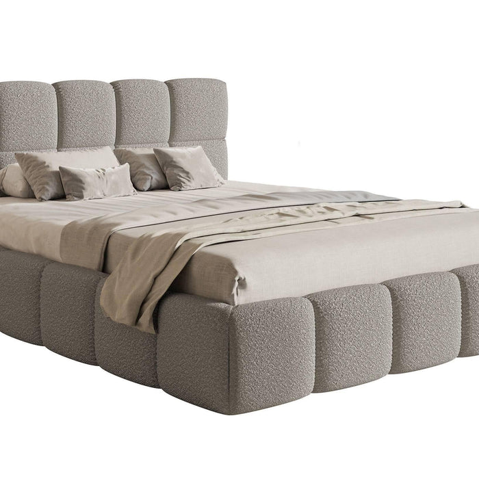 NADUVI Collection Chloe Bedframe 140 x 200 cm - met Opbergvak - Bouclé - Grijs