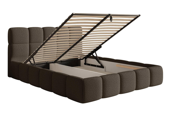 NADUVI Collection Chloe Bedframe 180 x 200 cm - met Opbergvak - Bouclé - Donkerbruin