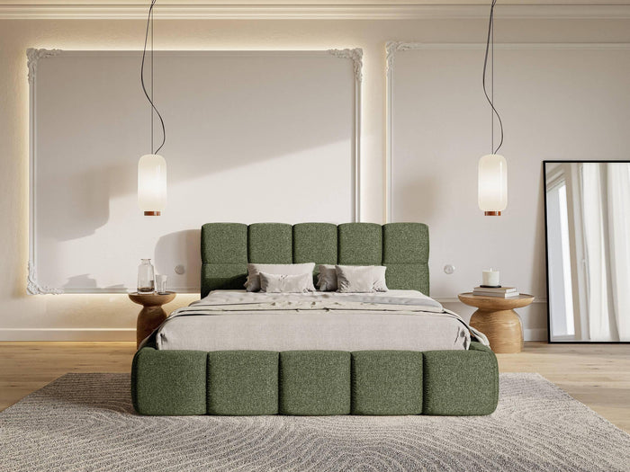 NADUVI Collection Chloe Bedframe 180 x 200 cm - Chenille - Olijfgroen