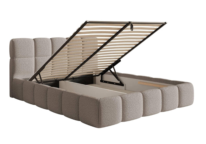 NADUVI Collection Chloe Bedframe 180 x 200 cm - met Opbergvak - Bouclé - Taupe