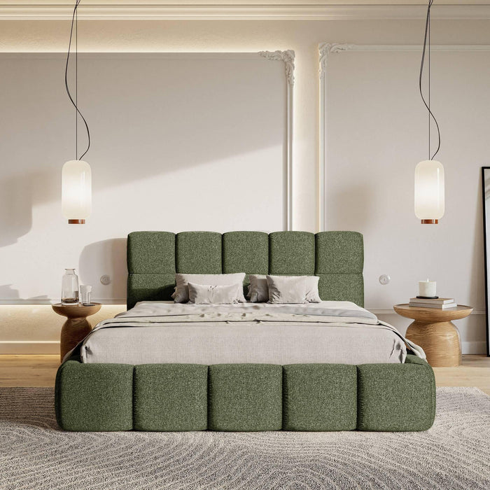 NADUVI Collection Chloe Bedframe 160 x 200 cm - Chenille - Olijfgroen