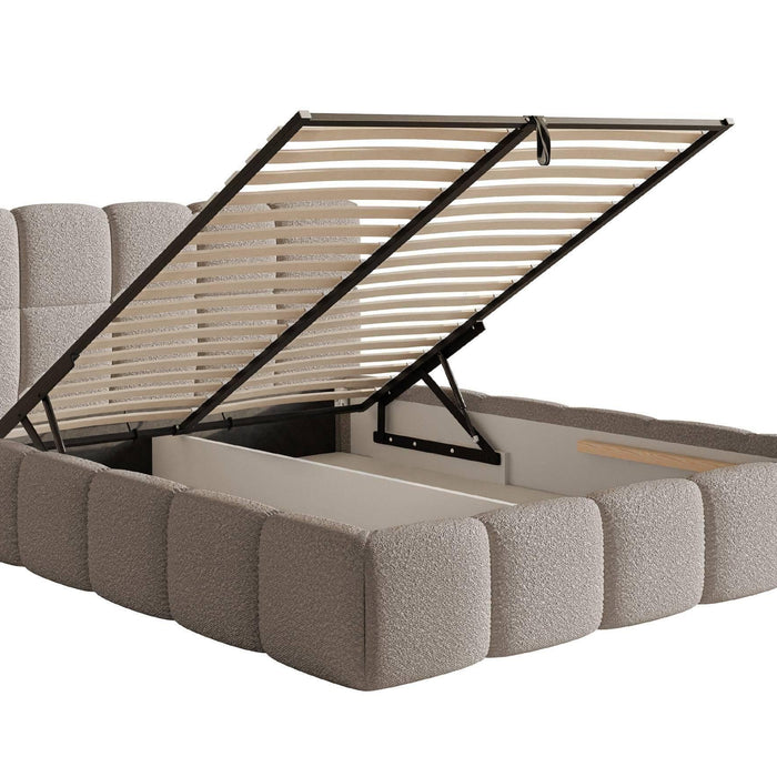 NADUVI Collection Chloe Bedframe 140 x 200 cm - met Opbergvak - Bouclé - Taupe