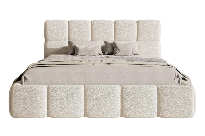 NADUVI Collection Chloe Bedframe 140 x 200 cm - met Opbergvak - Bouclé - Lichtbeige
