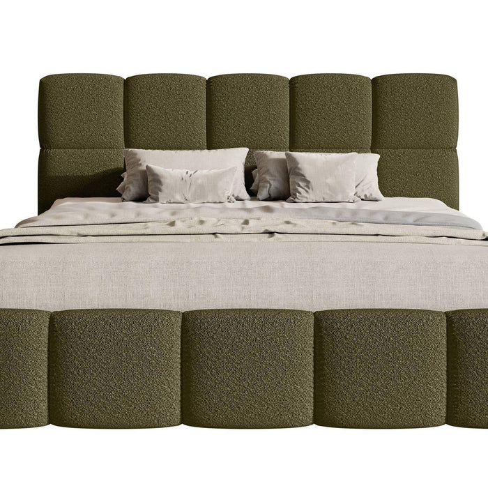 NADUVI Collection Chloe Bedframe 180 x 200 cm - met Opbergvak - Bouclé - Olijfgroen