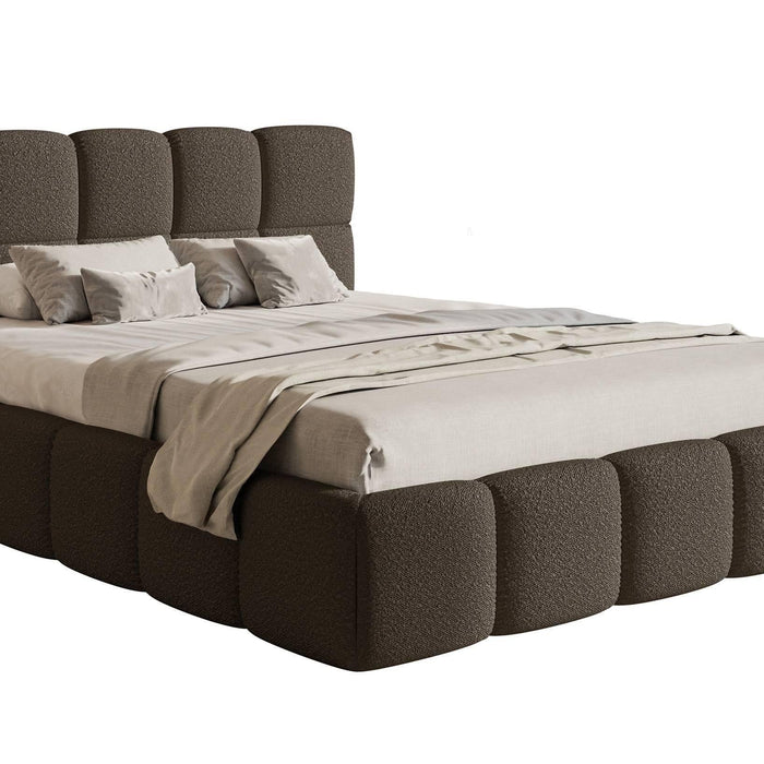 NADUVI Collection Chloe Bedframe 140 x 200 cm - Bouclé - Donkerbruin