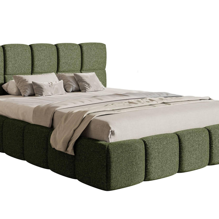NADUVI Collection Chloe Bedframe 140 x 200 cm - Chenille - Olijfgroen